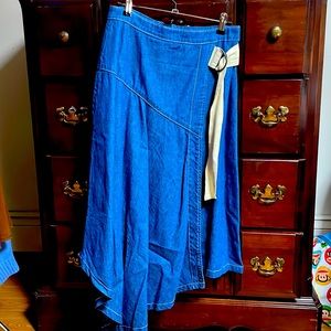 Anthropology Denim A symmetrical Wrap skirt
